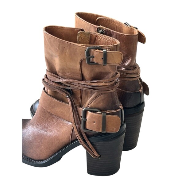 Vince Camuto Silas Womens Bootie 7 B Brown Leather Side Zip Heeled Ankle Boots - Picture 3 of 9
